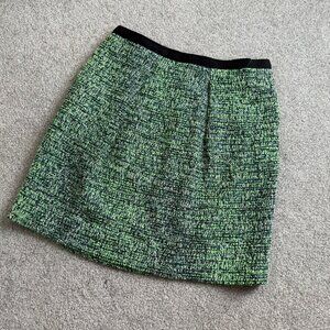 * J. Crew Tweed A-line Short Skirt in Apple Green Black Fall Winter Preppy US 4